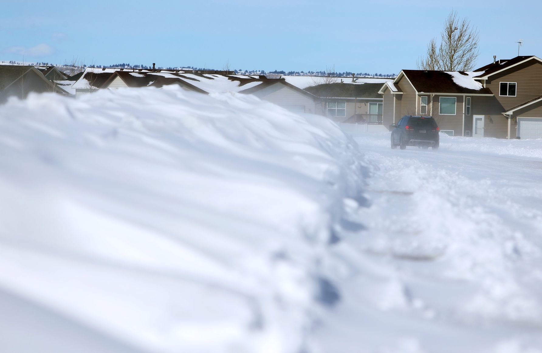 Snow drifts along West Wicks Lane